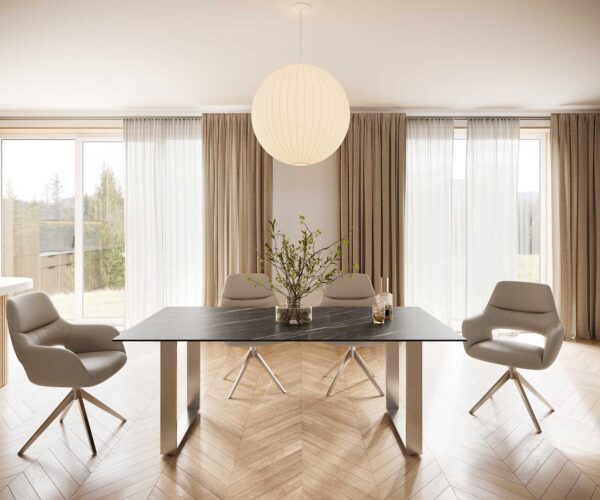 Jídelní stůl Edge 200x100 cm keramika Laminam® Noir Desir hnědý úzký rám nerezová ocel - Image 2