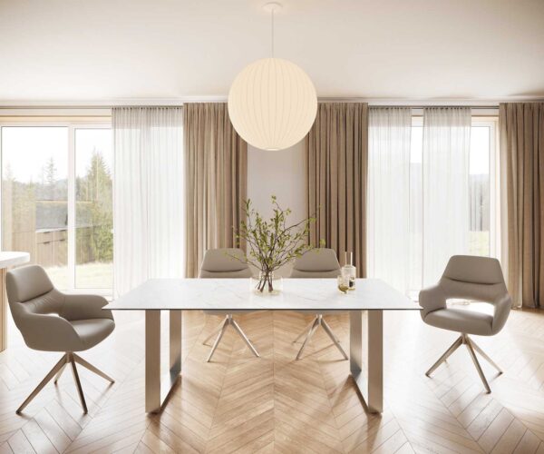 Jídelní stůl Edge 200x100 cm keramika Laminam® Statuarettio white úzký rám nerezová ocel - Image 4