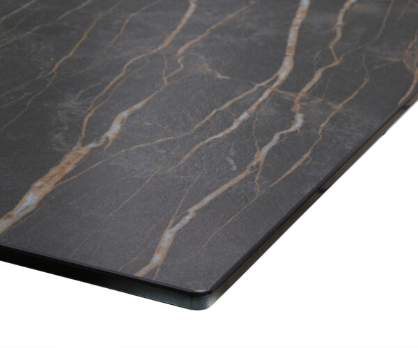 Jídelní stůl Edge 300x100 cm keramika Laminam® Noir Desir hnědý úzký rám nerezová ocel - Image 5