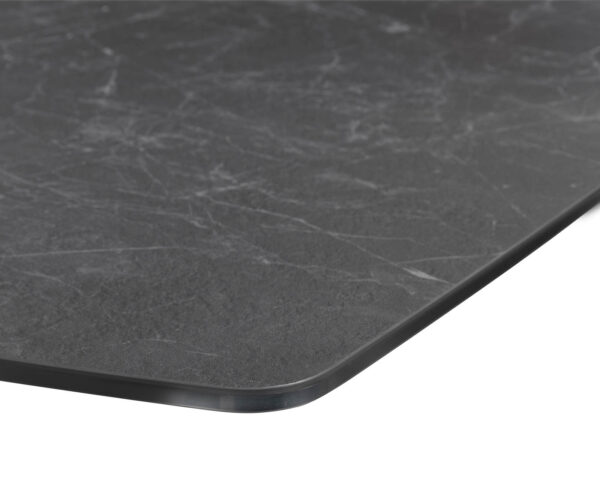 Jídelní stůl Edge 200x100 cm lodní tvar keramika Laminam® Nero Greco šedá úzký rám nerezová ocel - Image 5