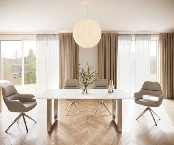 Jídelní stůl Edge 200x100 cm keramika Laminam® Statuarettio bílá široký rám nerez ocel - Image 4