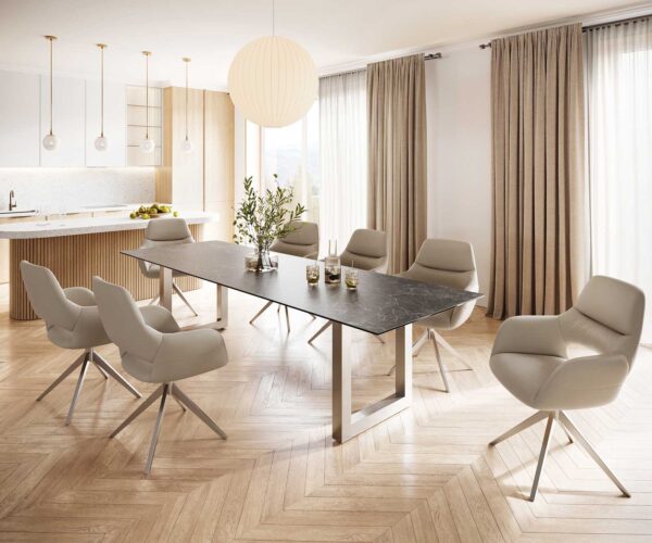 Jídelní stůl Edge 300x100 cm keramika Laminam® Nero Greco šedý široký rám nerezová ocel - Image 6