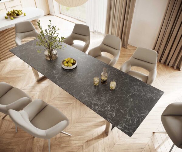 Jídelní stůl Edge 300x100 cm keramika Laminam® Nero Greco šedý široký rám nerezová ocel - Image 4