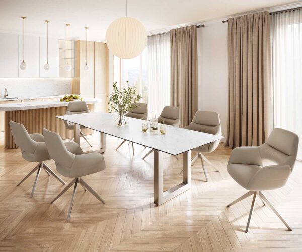 Jídelní stůl Edge 300x100 cm keramika Laminam® Statuarettio white široký rám nerezová ocel - Image 8