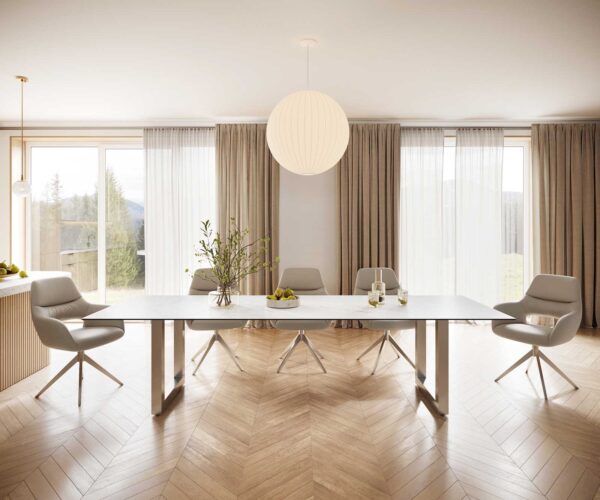 Jídelní stůl Edge 300x100 cm keramika Laminam® Statuarettio white široký rám nerezová ocel - Image 4