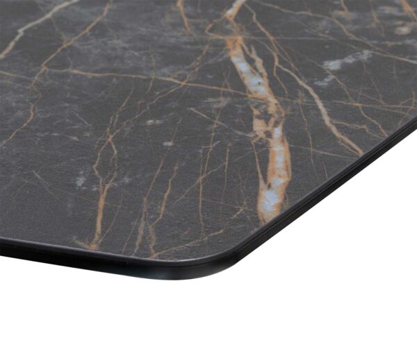 Jídelní stůl Edge oválný tvar 200x100 keramika Laminam® Noir Desir hnědá nerezová ocel široký - Image 5