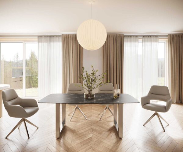 Jídelní stůl Edge oválný tvar 200x100 keramika Laminam® Noir Desir hnědá nerezová ocel široký - Image 2
