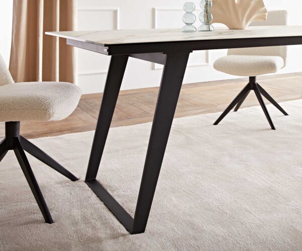 Jídelní stůl Edge keramika Calacatta Luxe bílá-zlatá-šedá 200x100 šikmé nohy kov černý - Image 7