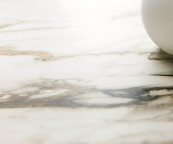 Jídelní stůl Edge keramika Calacatta Luxe bílá-zlatá-šedá 200x100 úzké nohy nerezová ocel - Image 4