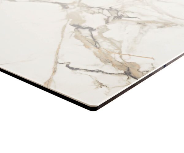 Jídelní stůl Edge keramika Calacatta Luxe bílá-zlatá-šedá 200x100 V-základna plochý kov černý - Image 5