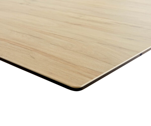 Jídelní stůl Edge keramický Laminam® Sabbia dubová barva 200x100 cm, křížová kovová černá podnož, rozkládací - Image 5