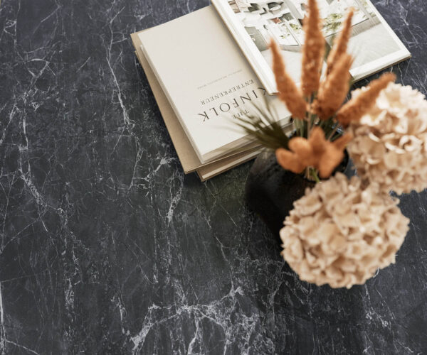 Jídelní stůl Edge keramika Laminam® Nero Greco antracit 200–300×100 cm s černou kovovou podnoží, rozkládací - Image 6