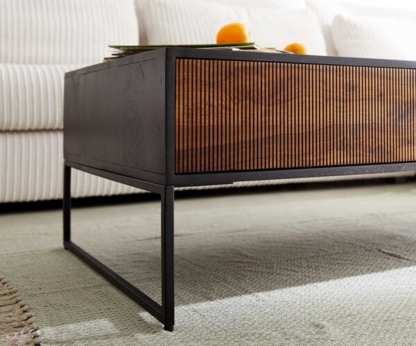 Konferenční stolek Kallam sheesham přírodní mango černý 120 cm 4 zásuvky Vaag - Image 7