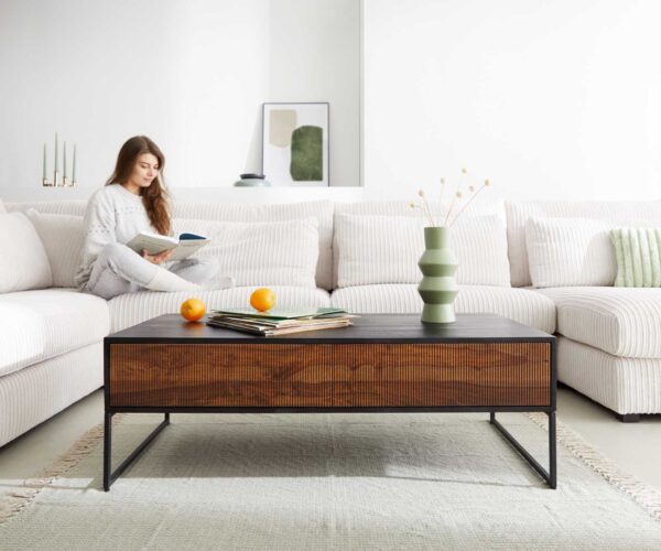 Konferenční stolek Kallam sheesham přírodní mango černý 120 cm 4 zásuvky Vaag - Image 2