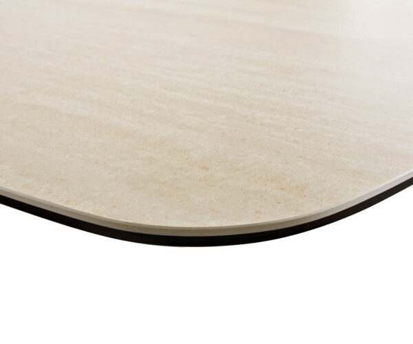 Jídelní stůl Edge lodní tvar, keramický, travertinová barva, 240x100, křížová podnož, obdélníkový, kov černý - Image 5