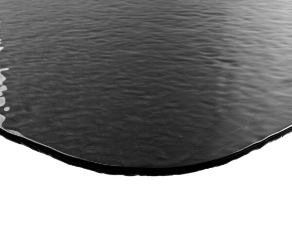 Jídelní stůl Edge lodě tvarované reliéfní sklo kouřově černé 3D design 240x120 pavoučí plochý kov černý - Image 5