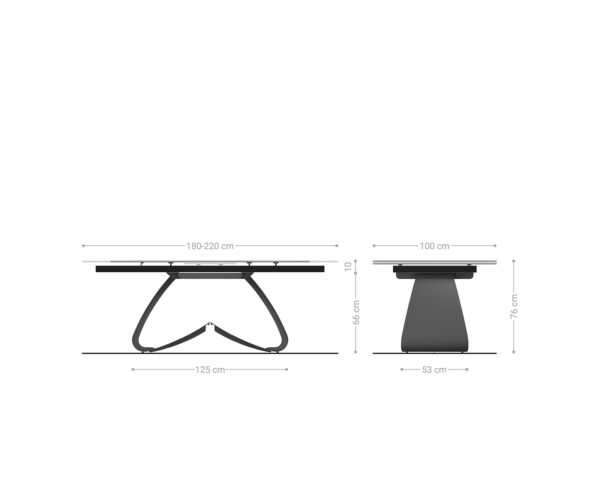 Jídelní stůl Edge 180-220x90 keramika Laminam Nero Greco antracit s černým W-rámem rozkládací - Image 7