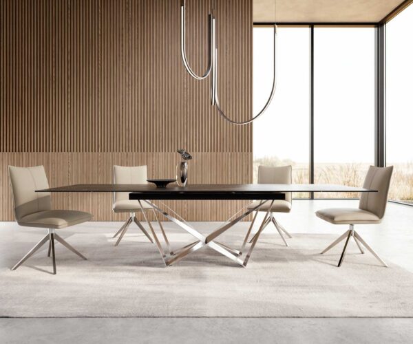 Jídelní stůl Edge keramický Laminam® Noir Desir hnědý 200-300x100 cm, spider nohy, nerezová ocel, rozkládací - Image 2
