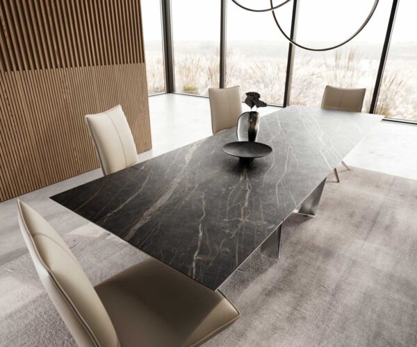 Jídelní stůl Edge keramický Laminam® Noir Desir hnědý 200-300x100 cm, spider nohy, nerezová ocel, rozkládací - Image 4