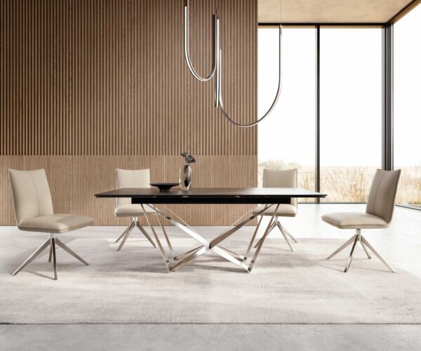 Jídelní stůl Edge keramický Laminam® Noir Desir hnědý 200-300x100 cm, spider nohy, nerezová ocel, rozkládací - Image 5