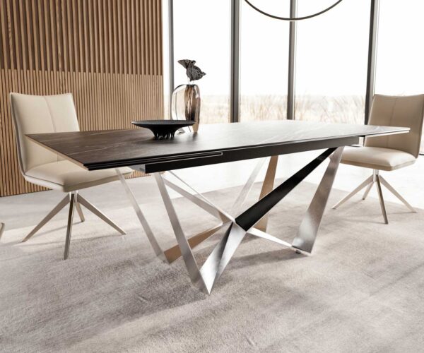 Jídelní stůl Edge keramický Laminam® Noir Desir hnědý 200-300x100 cm, spider nohy, nerezová ocel, rozkládací - Image 6