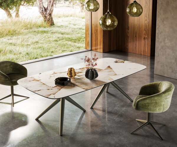 Jídelní stůl Edge lodní tvar 240x120 keramika Iris FMG Patagonia Lappato Estelar kulatý kovový efekt titanový - Image 6