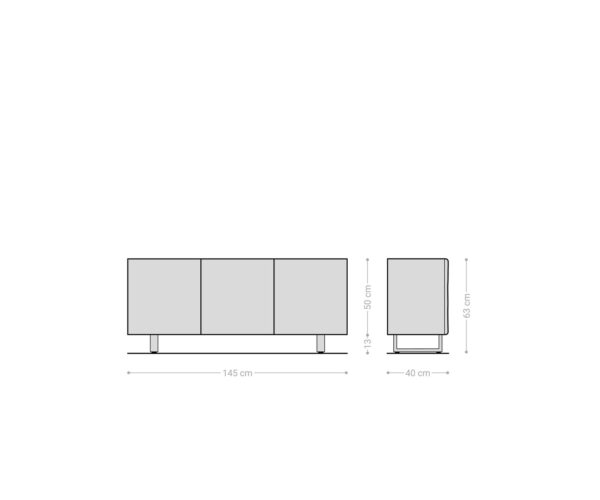 Komoda New Live-Edge 145 cm přírodní dub 3 dveře kovový rám na kolečkách černý - Image 5