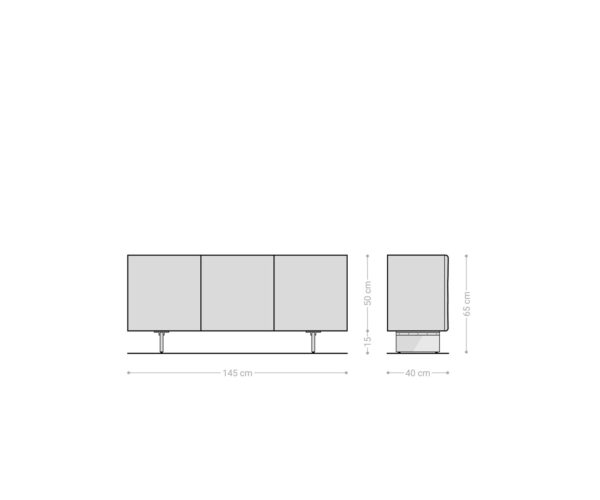 Komoda New Live-Edge 145 cm přírodní dub 3 dveře skleněná noha - Image 5