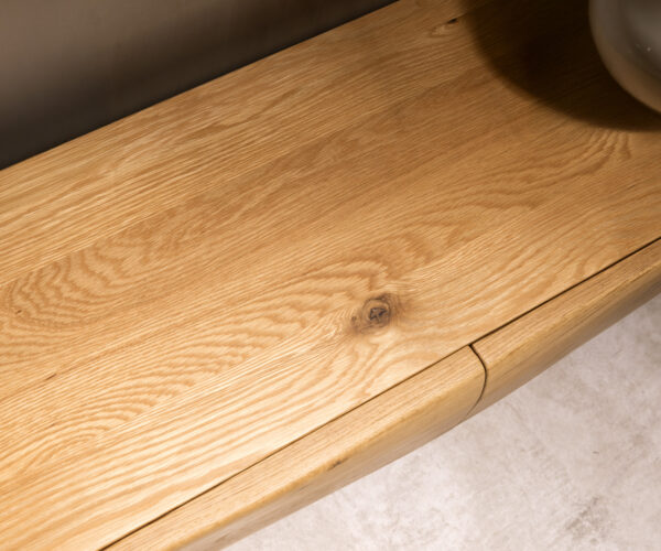TV stolek New Live-Edge 200 cm přírodní dub 4 dveře kovový rám na kluzácích černý - Image 2