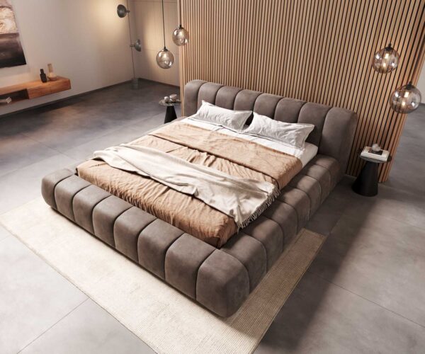 Čalouněná postel Cutio mikrovlákno taupe vintage 180x200 cm - Image 5