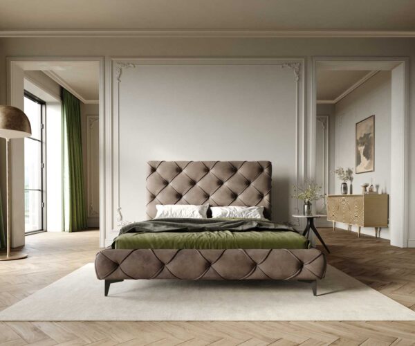 Čalouněná postel Nayara microvlákno taupe vintage 140x200 cm - Image 3