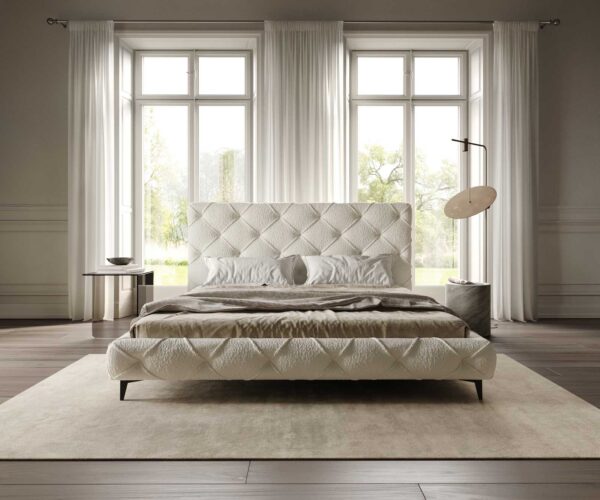 Čalouněná postel Nayara bouclé krémově bílý 180x200 cm - Image 3
