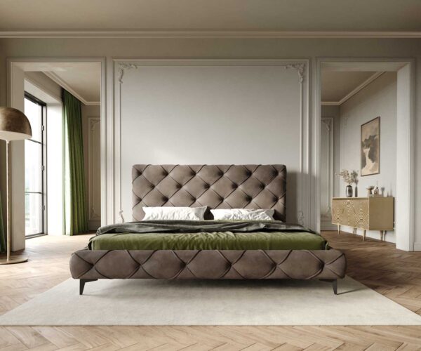 Čalouněná postel Nayara mikrovlákno taupe vintage 180x200 cm - Image 3