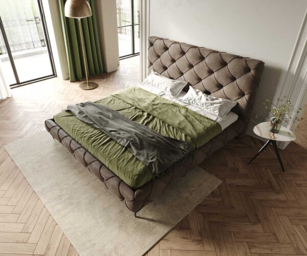 Čalouněná postel Nayara mikrovlákno taupe vintage 180x200 cm - Image 5