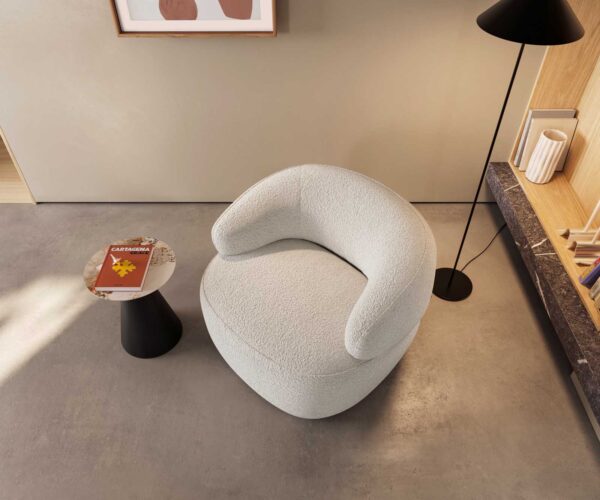 Křeslo Nova bouclé krémově bílá 88x88 cm lounge křeslo - Image 2