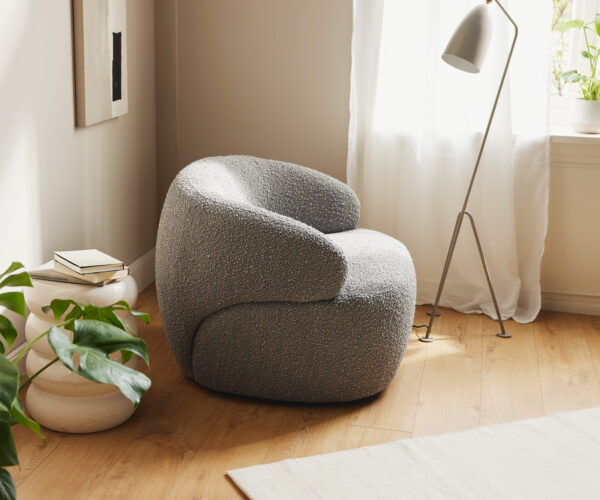Křeslo Nova bouclé stříbrnošedé 88x88 cm lounge křeslo - Image 4