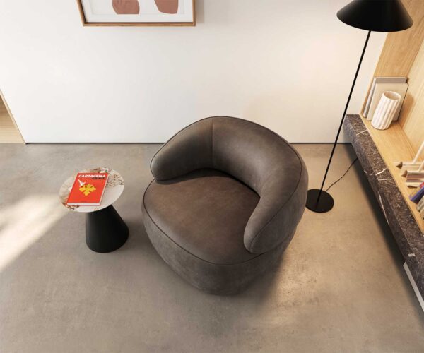 Křeslo Nova mikrovlákno taupe vintage 88x88 cm lounge křeslo - Image 2