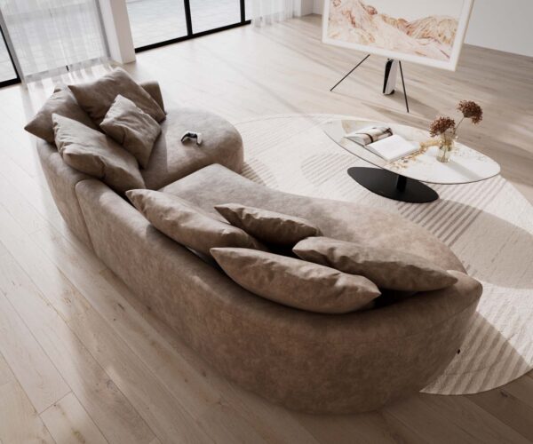 Pohovka Edina mikrovlákno taupe vintage 330x170 cm - Image 6