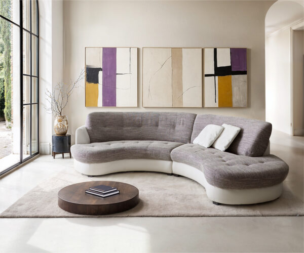 Pohovka Napoli 300x95 cm bílá světlá šedá s polštáři