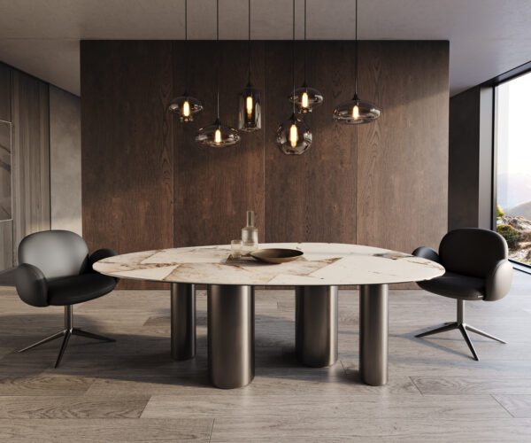 Jídelní stůl Edge oválný 220x120 keramika Iris FMG Patagonia Lappato Pilier nerezová ocel grafitová - Image 2