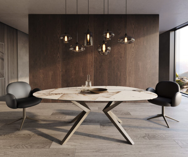 Jídelní stůl Edge oválný 220x120 keramika Iris FMG Patagonia Lappato Zenthara úhlový kovový efekt titanový - Image 2