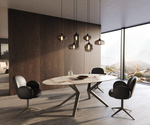 Jídelní stůl Edge oválný 220x120 keramika Iris FMG Patagonia Lappato Zenthara úhlový kovový efekt titanový - Image 6