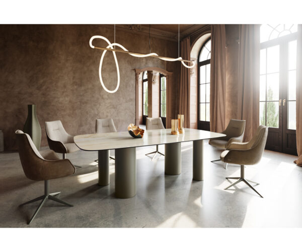 Jídelní stůl Edge lodní tvar 240x120 keramika Iris FMG Onice Oro Pilier kovový efekt titanový - Image 5
