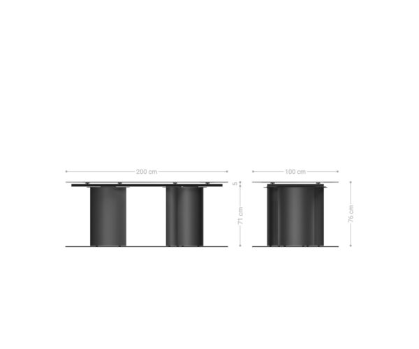 Jídelní stůl Edge lodě tvaru 200x100 keramický Laminam Emperador Extra Lucidato tmavě hnědý Troa s kovovým efektem titanový - Image 6