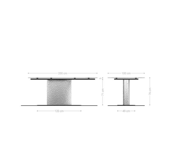 Jídelní stůl Edge lodě tvaru 200x100 keramický Laminam Emperador Extra Lucidato tmavě hnědý Wave nerezová ocel - Image 6