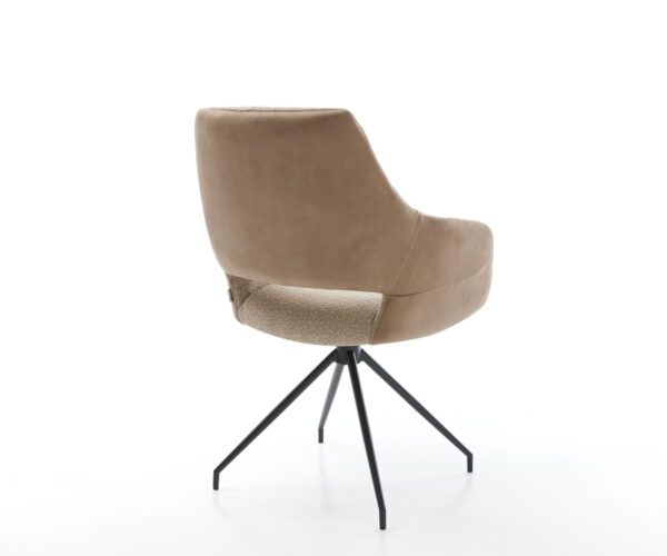 Jídelní židle Yago-Flex s područkami, kombinované materiály, taupe, křížová podnož, kuželová, černá, otočné o 180° - Image 5