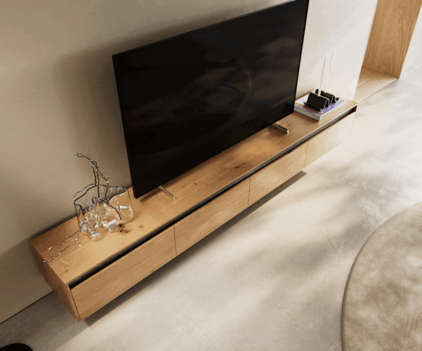 TV stolek Stonegrace 240 cm přírodní dub, 4 dveře, nohy ve stylu floating - Image 2
