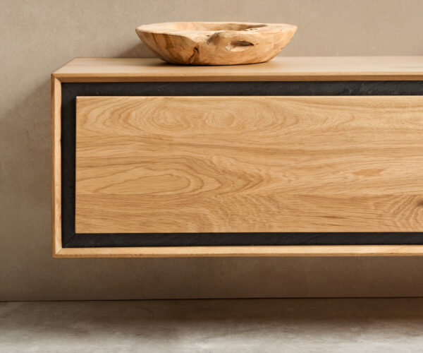TV stolek Stonegrace 200 cm přírodní dub 4 dveře kámen dýha vznášející se styl - Image 6