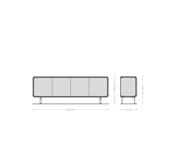 Komoda Giacinto 180 cm přírodní jilm 4 dveře černé L-nohy - Image 7