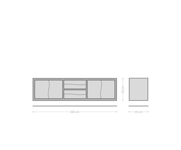 TV stolek Live-Edge 200 cm akácie hnědá 4 dveře 2 zásuvky v plovoucím stylu - Image 7